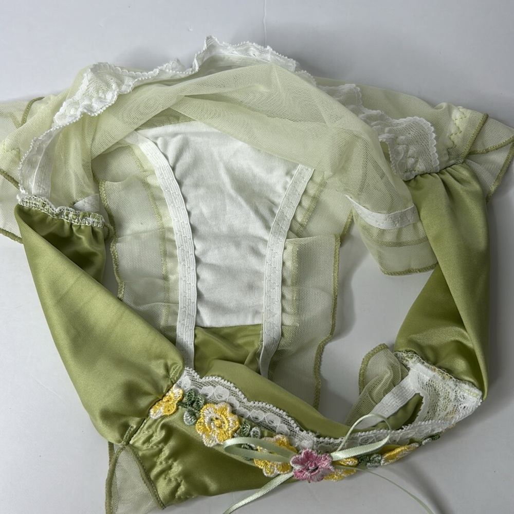 IZA Liquid Satin Moss Green Embroidered Floral Silky Stretch Feminine Panties - Picture 14 of 14
